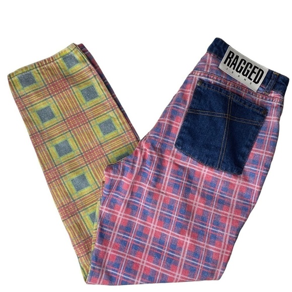 NWT Ragged Jeans Hot Rod Jean Mixed Check Mom Jeans. Size 32 - Picture 9 of 14